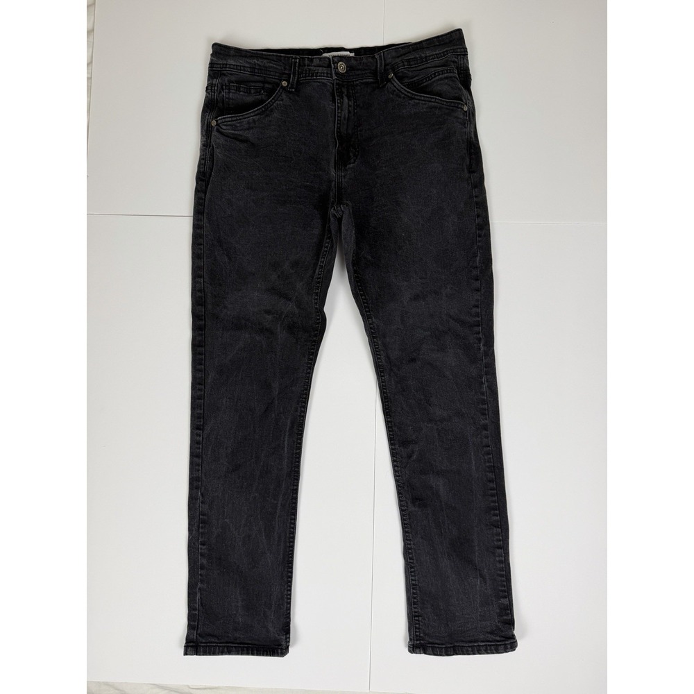 Jack & Jones Tim Slim Fit Jeans Mens 38x32 Black Gray Stretch Denim